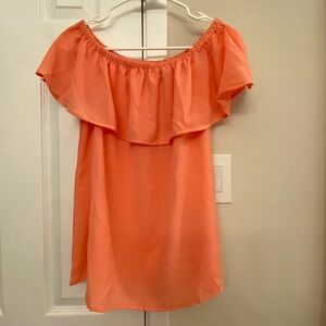 Michael Kors women’s off/on shoulder blouse flowy ruffle orange size medium NWT